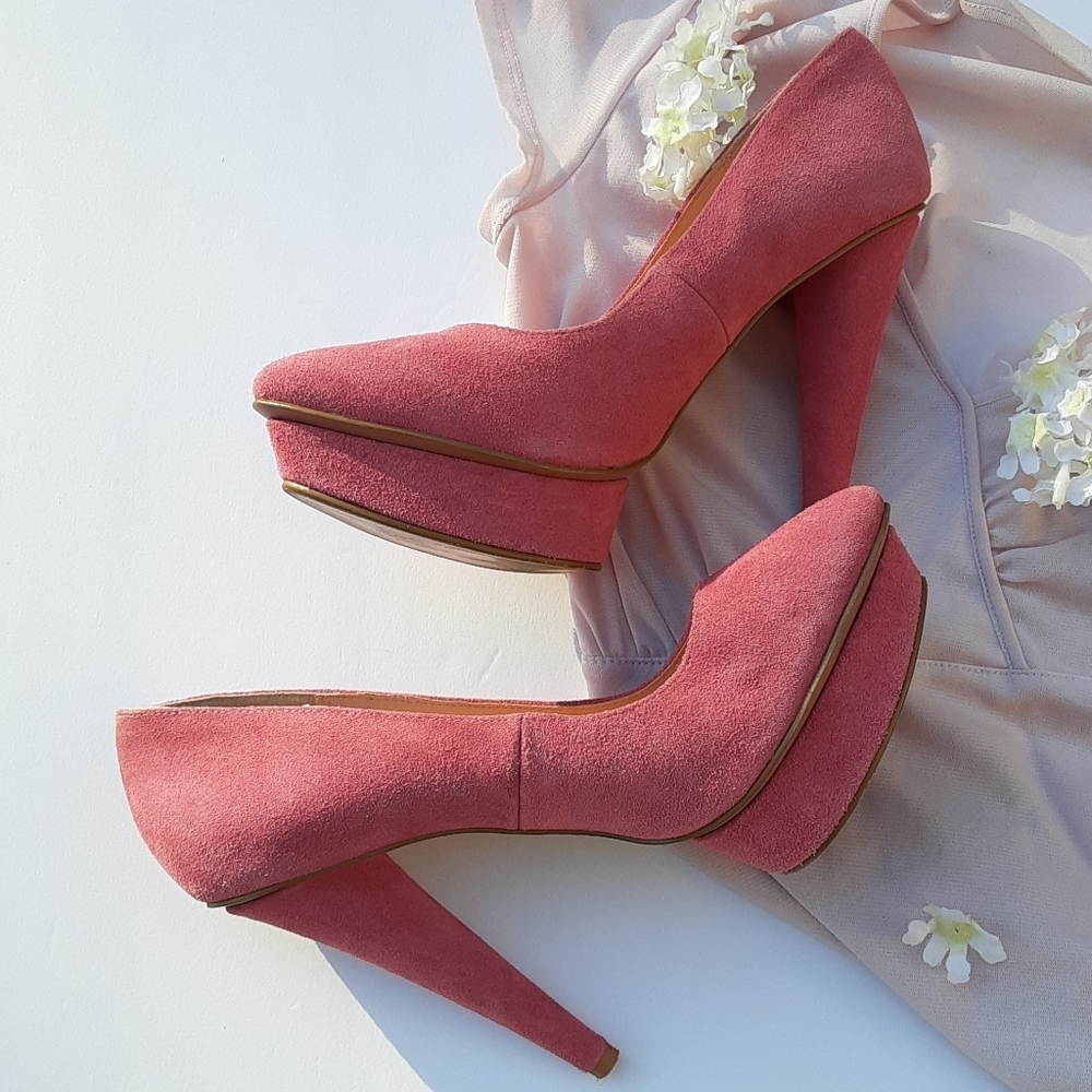 Colin Stuart Pretty Suede Platform Heels Pink Size 10